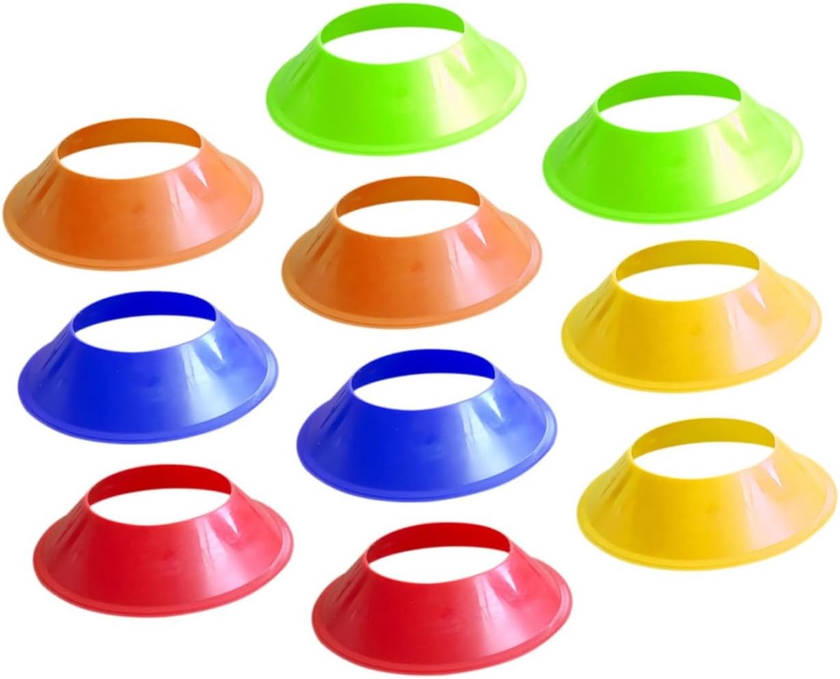 Voetbal Trainingscones - Sport Obstakels - Agility Training - Opvallende Kleuren - 10 Stuks - Assorti