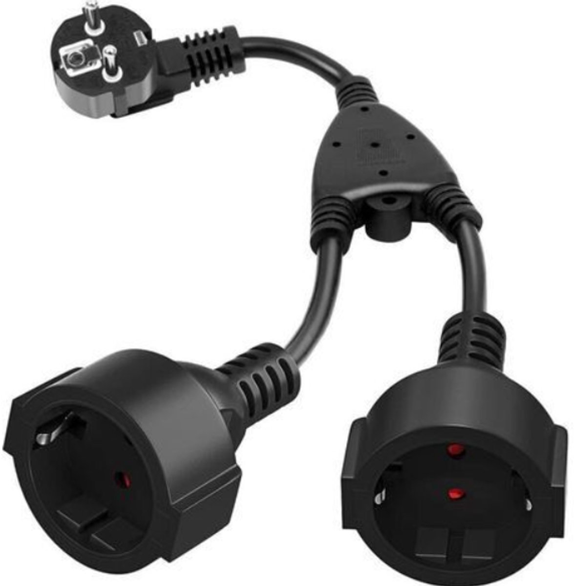 LISM-Verlengsnoer met twee stopcontacten, 16A/250V/maximaal 3680W, 2-in-1 stopcontactadapter met bidirectionele stroomverdeling Geschikt voor twee stopcontacten.