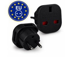 DEGG® - 2x Reisstekker UK naar EU - Set van 2 Travel Adapters - Britse Stekker naar Europese Stopcontact - Compact & Veilig voor Reizen - Zwart