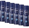 Zes bussen NIVEA MEN Cool Kick deodorant, met 48 uur bescherming.