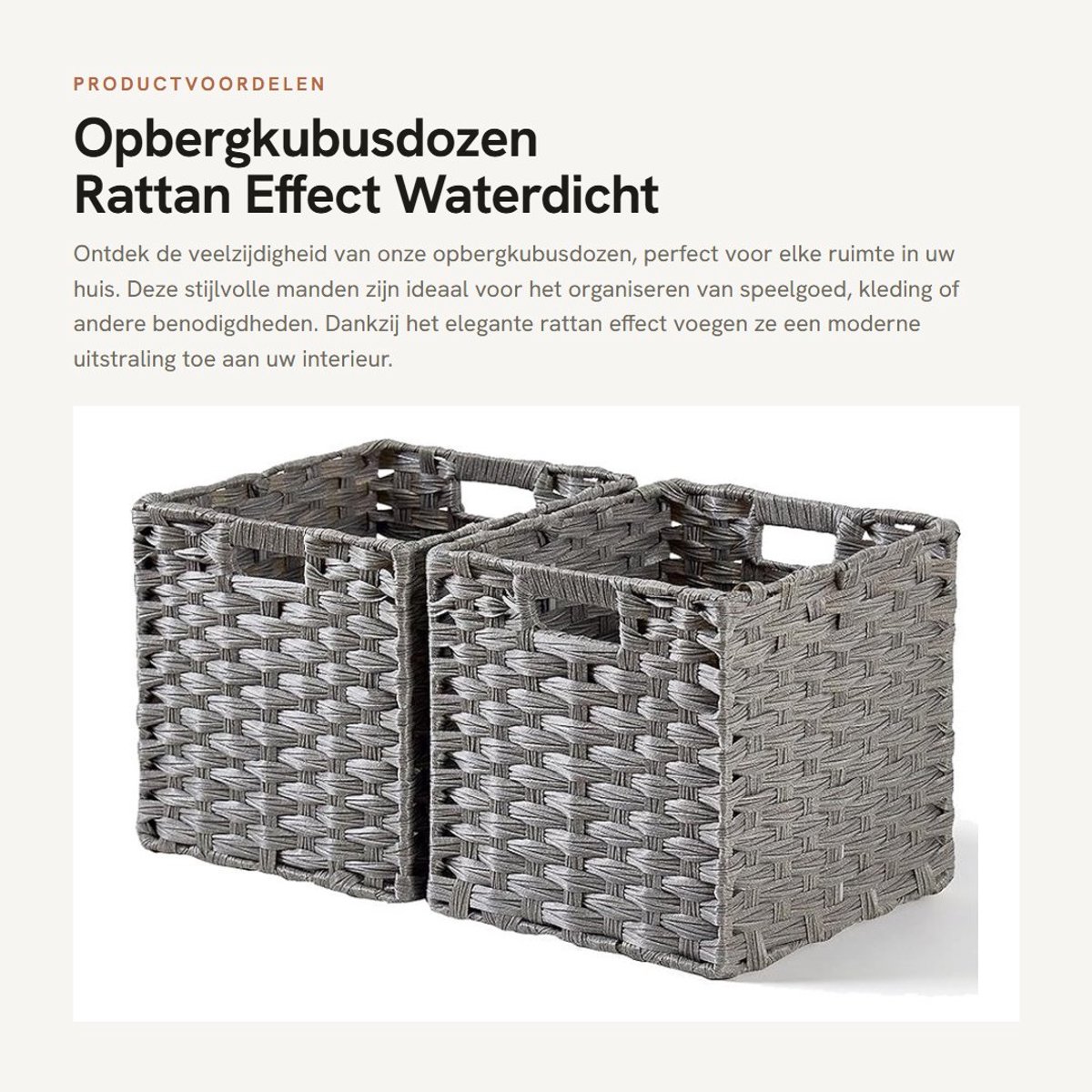 Dailygoods- Opbergkubusdozen Waterdicht - Opbergmanden - Rieten Opbergmanden - Schimmelwerend - Kast Organizer - Hoogwaardig Polyrattan Materiaal - Opbergmand