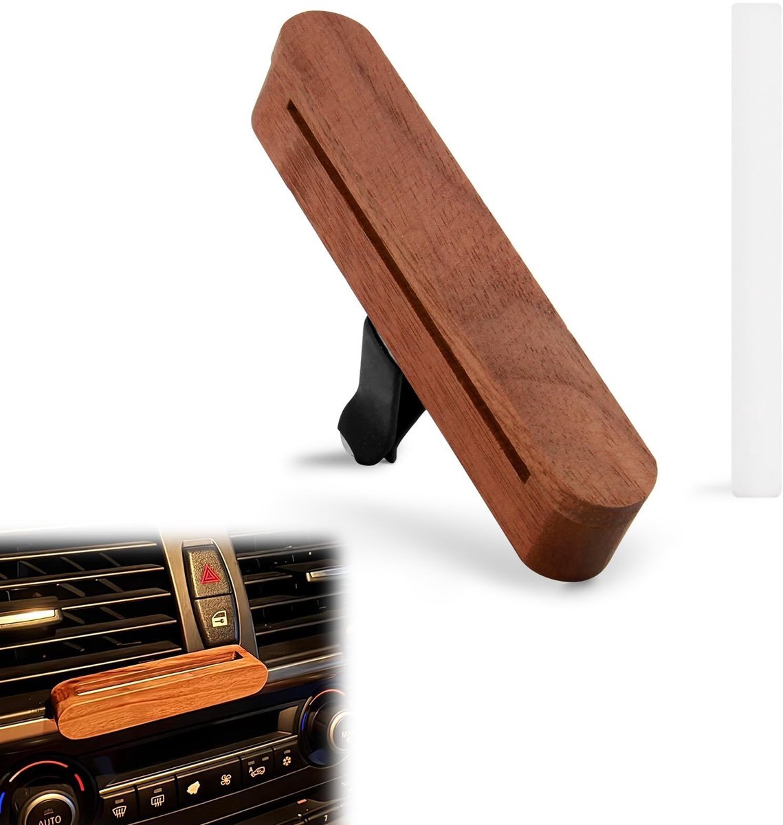 Dailygoods- Luchtverfrisser auto hoogwaardig walnoothout - Geurdiffuser - Elegant accessoire - Ventilator diffuser - Luxe touch - Eenvoudige installatie - Geurdispenser