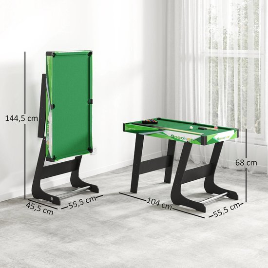 QJ Supply - Biljarttafel - Opvouwbaar - Compact - Pooltafel - Inclusief Accessoires - Indoor Spel - Ruimtebesparend - Groen — afbeelding 5