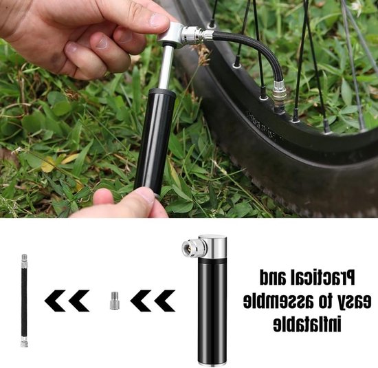 Mini Fietspomp 120 PSI - Hoge Druk Fietspomp voor Noodgevallen, Geschikt voor Racefietsen en Mountainbikes, Compact en Lichtgewicht met Bevestigingshouder — afbeelding 3