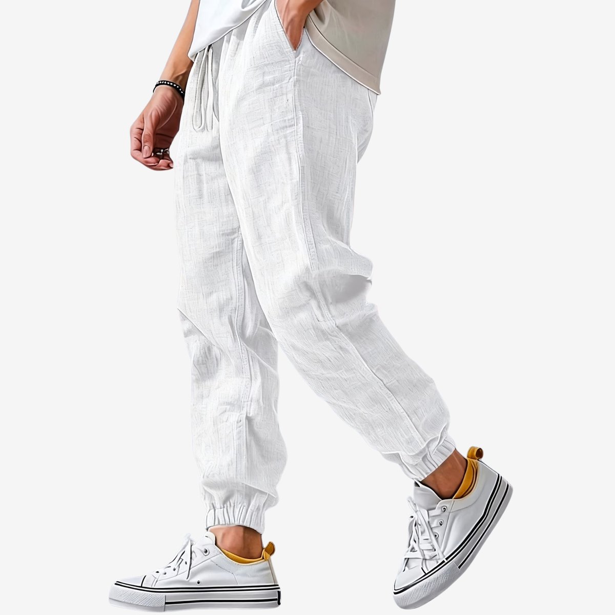 Currero Linnen Broek Heren - Zomerbroek - Volwassenen - Lange Broek - Pantalon - Strandbroek - Zomer - Ibiza Stijl - Wit M