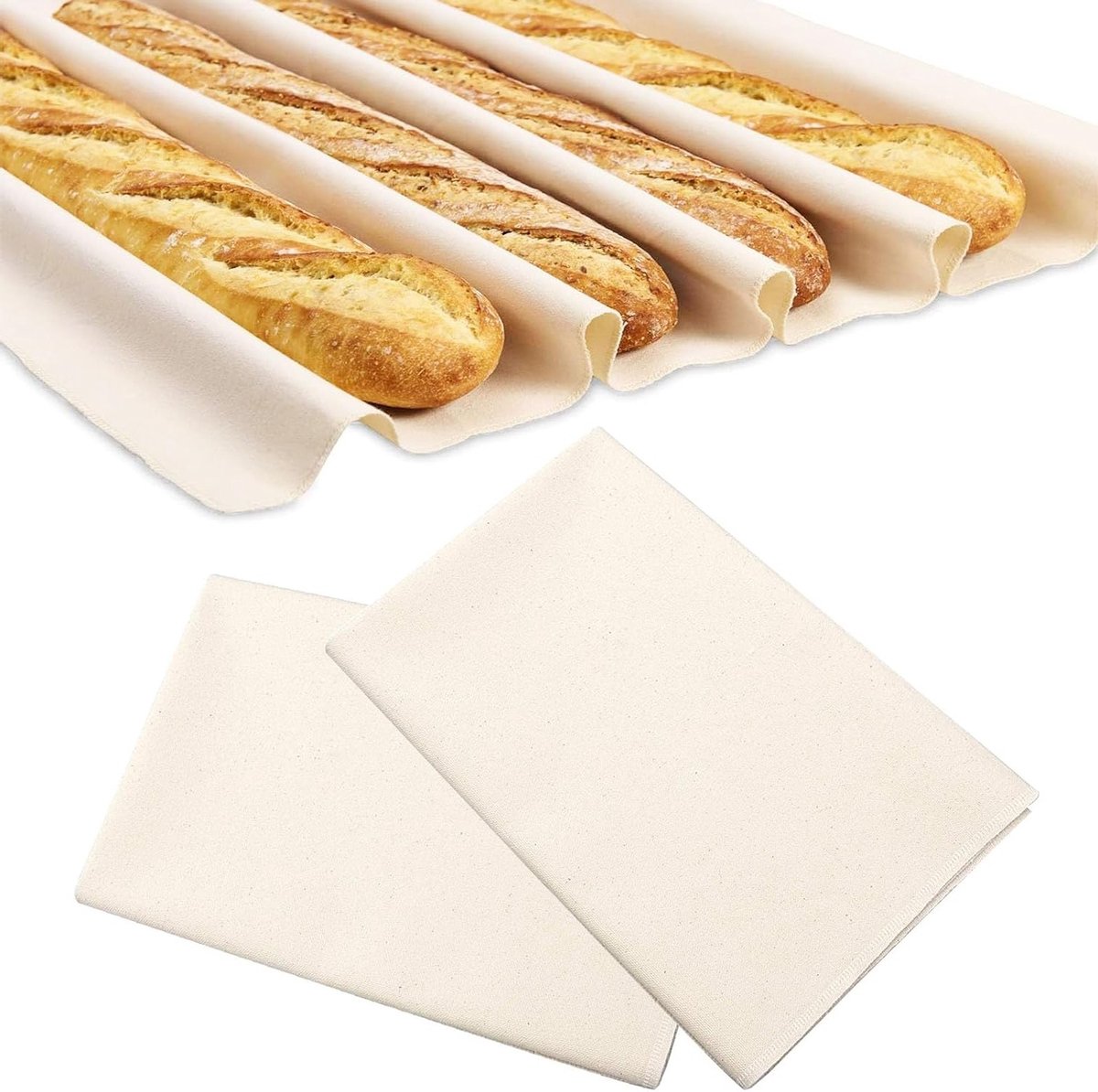 Linnen doeken voor brooddeeg 2 stuks 75 x 45 cm ideaal voor het bakken van brood deeg rijzen en koken
