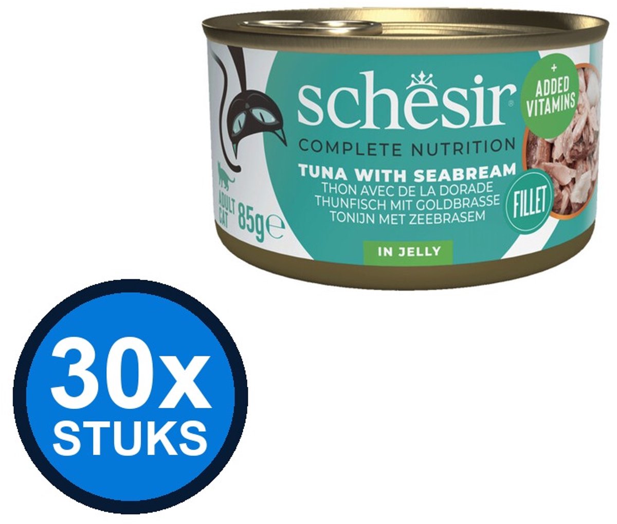 24x Schesir - Tonijn & Zeebrasem in Gelei - Kattenvoer Natvoer - 85g