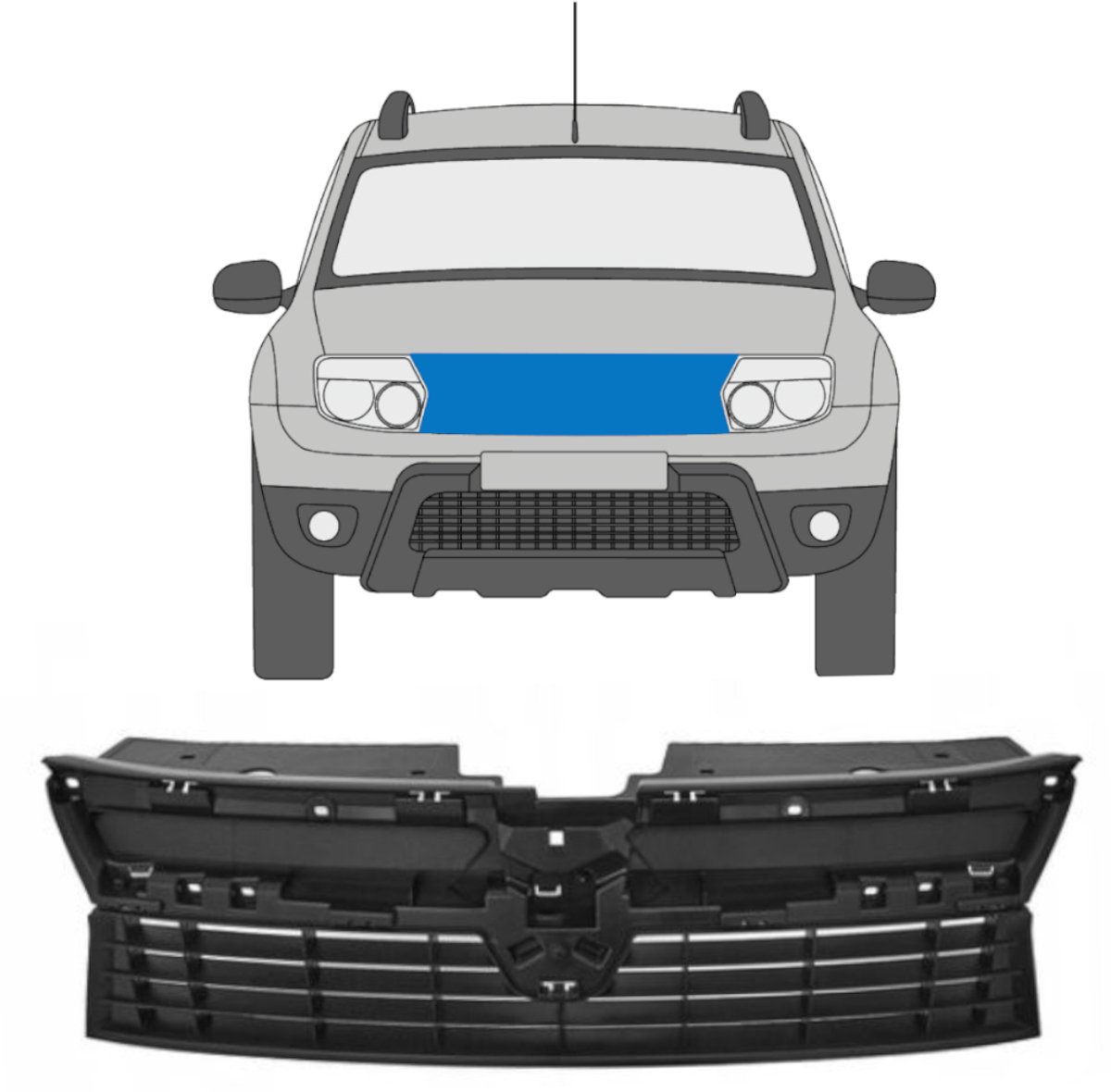 Grill voor Dacia Duster 2010-2012