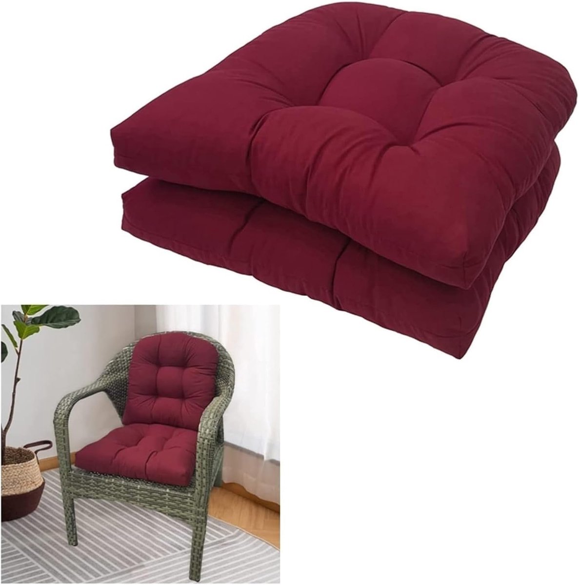 Zitkussen Set - Tuinstoel Kussens - Comfortabel Zitten - Hoogwaardig PP-katoen - 48x48cm -