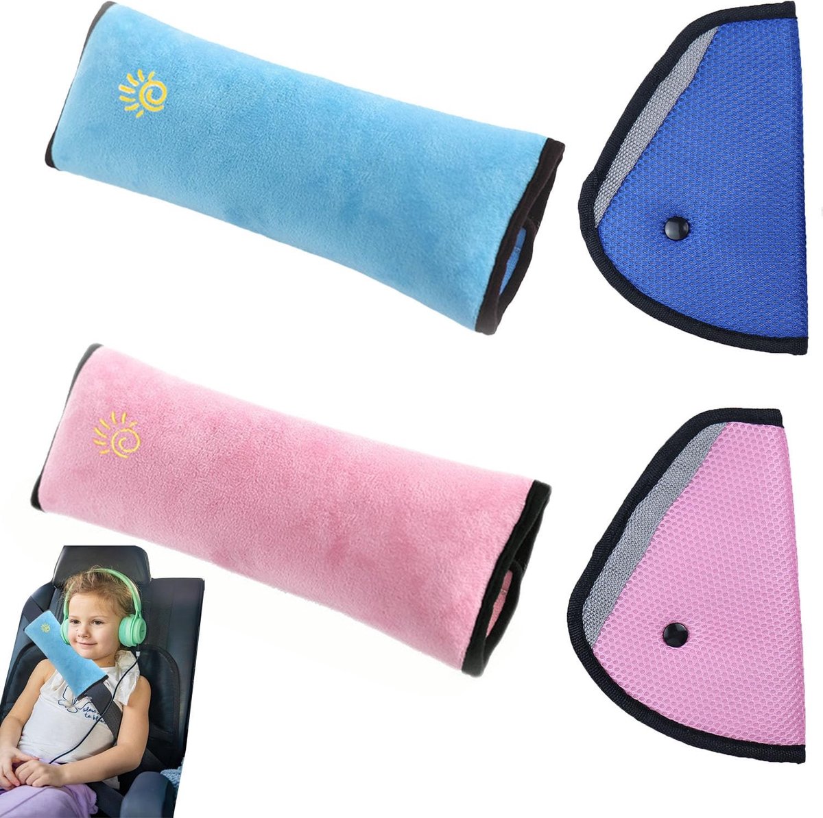 Dailygoods - 4-Pack Auto Schouderkussens voor Veiligheidsgordel