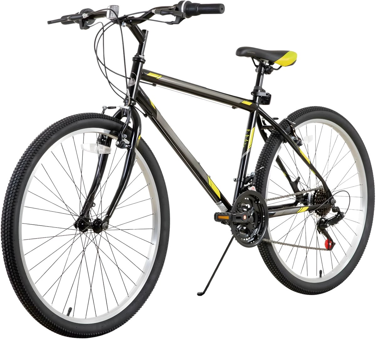 Mountainbike – Voor volwassenen, heren en dames – 24/26 inch (61/66 cm), 21 snelheden, koolstofstaal frame, sport-MTB – Black-24 Inch-21