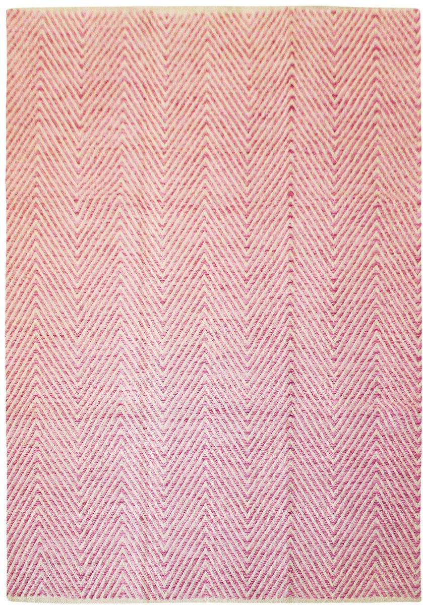 Padiro laagpolig vloerkleed 80 x 150 cm - pink - abstract modern - geschikt voor vloerverwarming - handgeweven van katoen