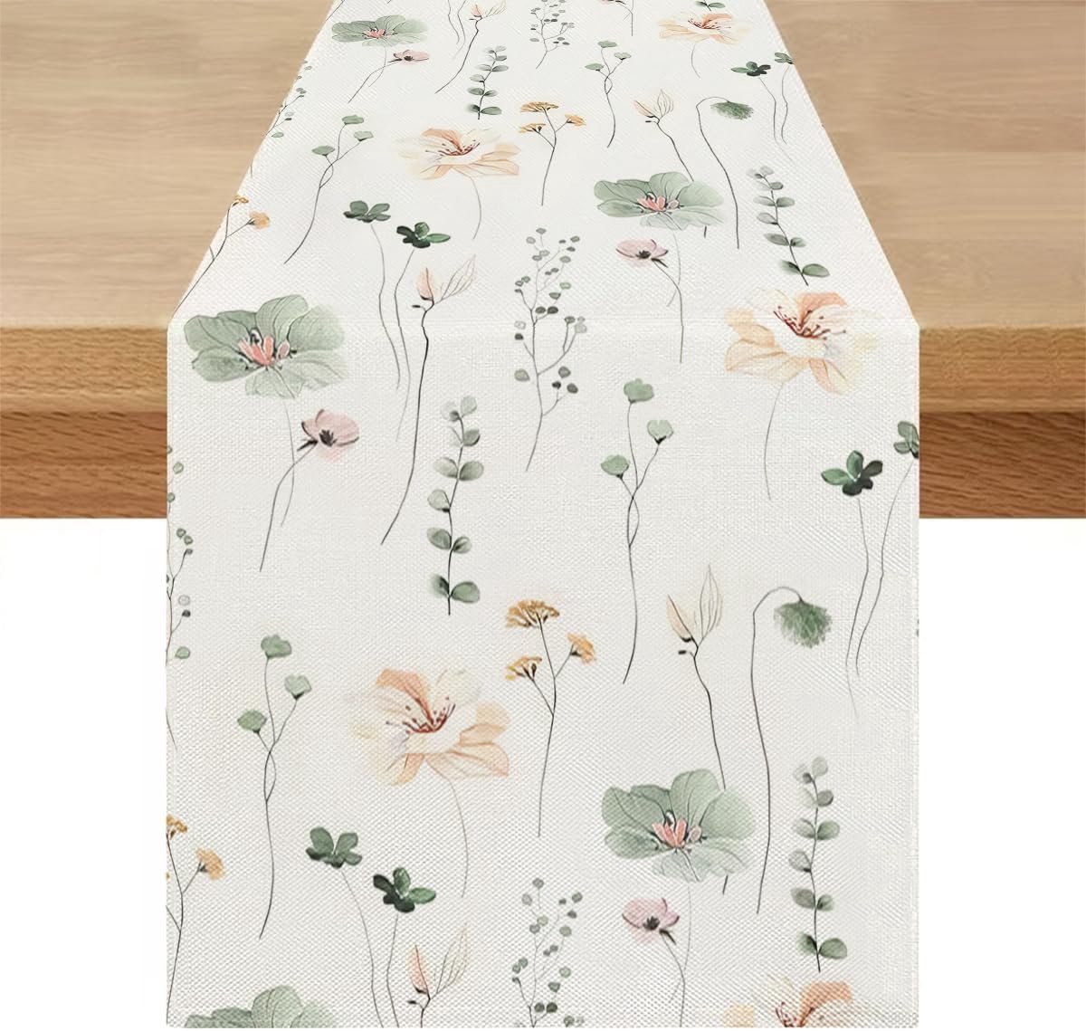 Tafelloper modern lente zomer 40 x 200 cm afwasbaar landelijke stijl linnen tafel loper planten bloemen tafelkleed decoratie natuur keuken eettafel decoratie voor woonkamer buiten feest outdoor
