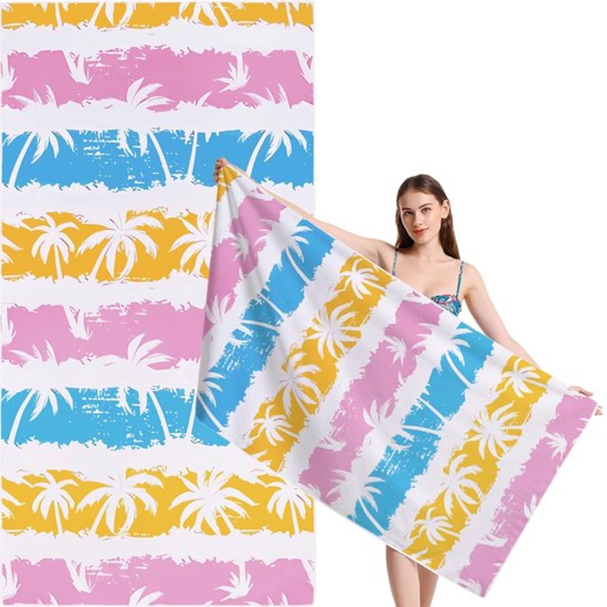 - Strandhanddoek - Sneldroogend - Microvezel - Wit - Geschikt voor Strand en Camping - XL formaat
