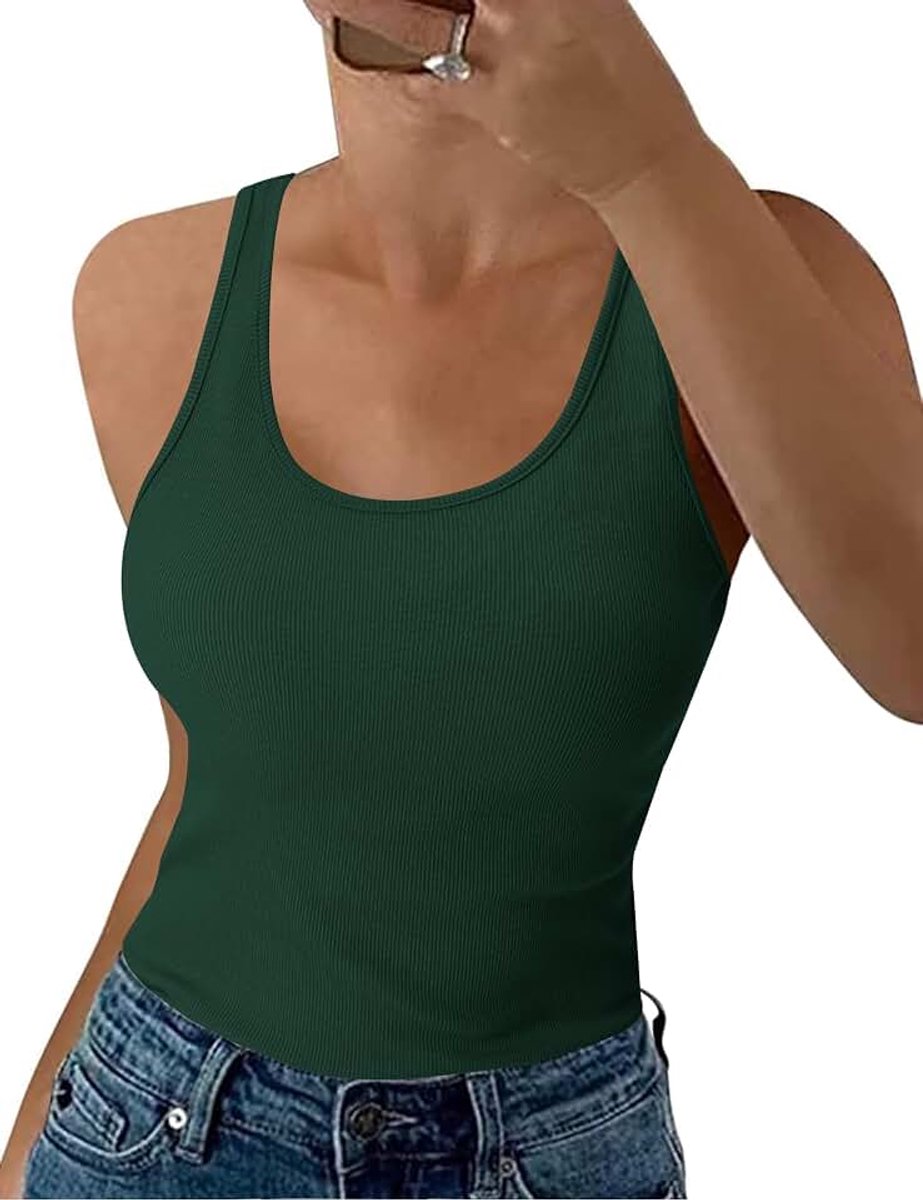Tanktop voor dames, zomer, slim fit, bovenstuk, mouwloos, geribbeld, basic shirt, ronde hals, vest, katoen, tops, sexy, casual, effen