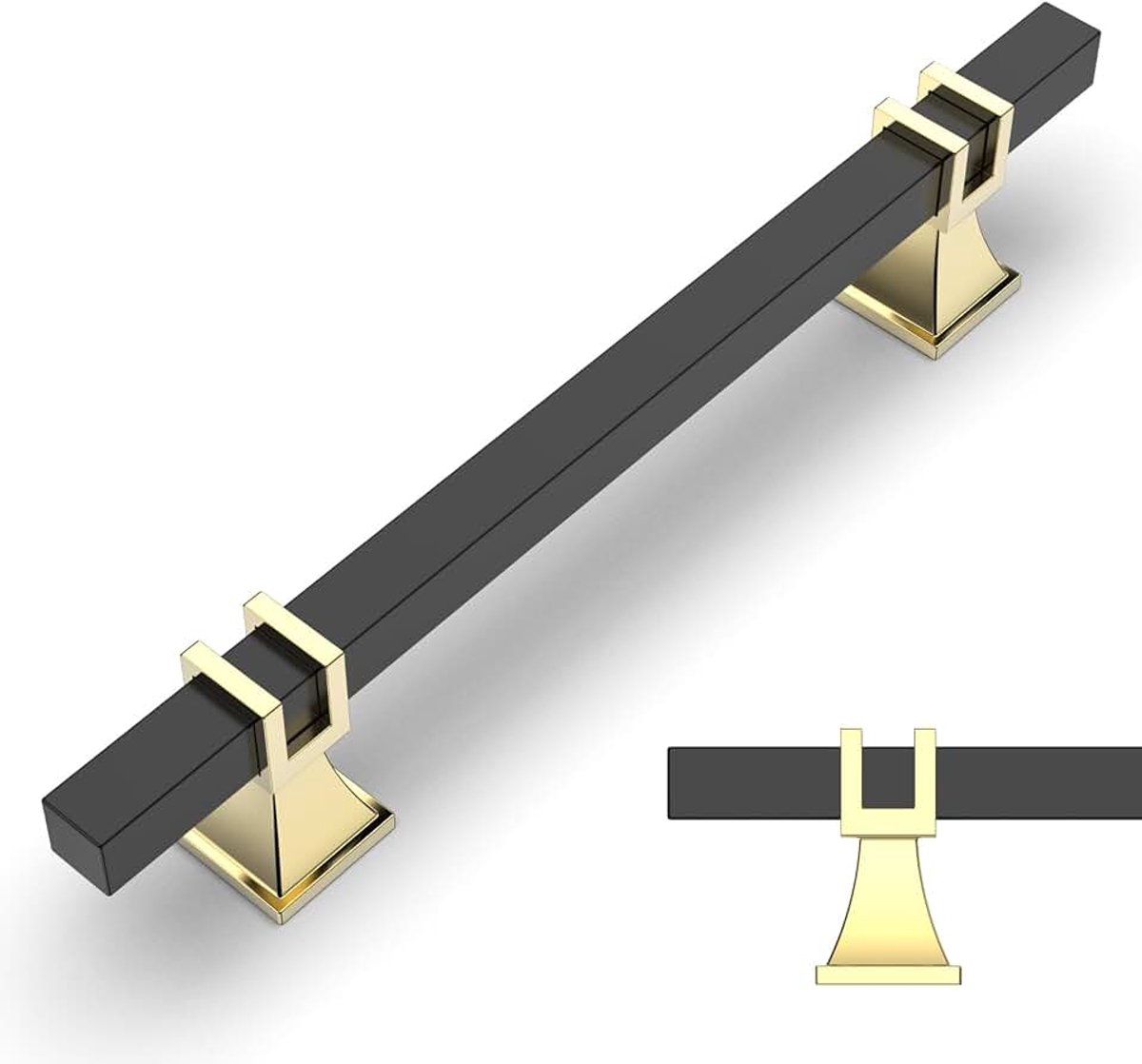 10 stuks meubelgrepen, zwart-goud, gatafstand 128 mm, kastgrepen, keukengrepen, ladegrepen, voor keukenkasten en kledingkasten UK0003