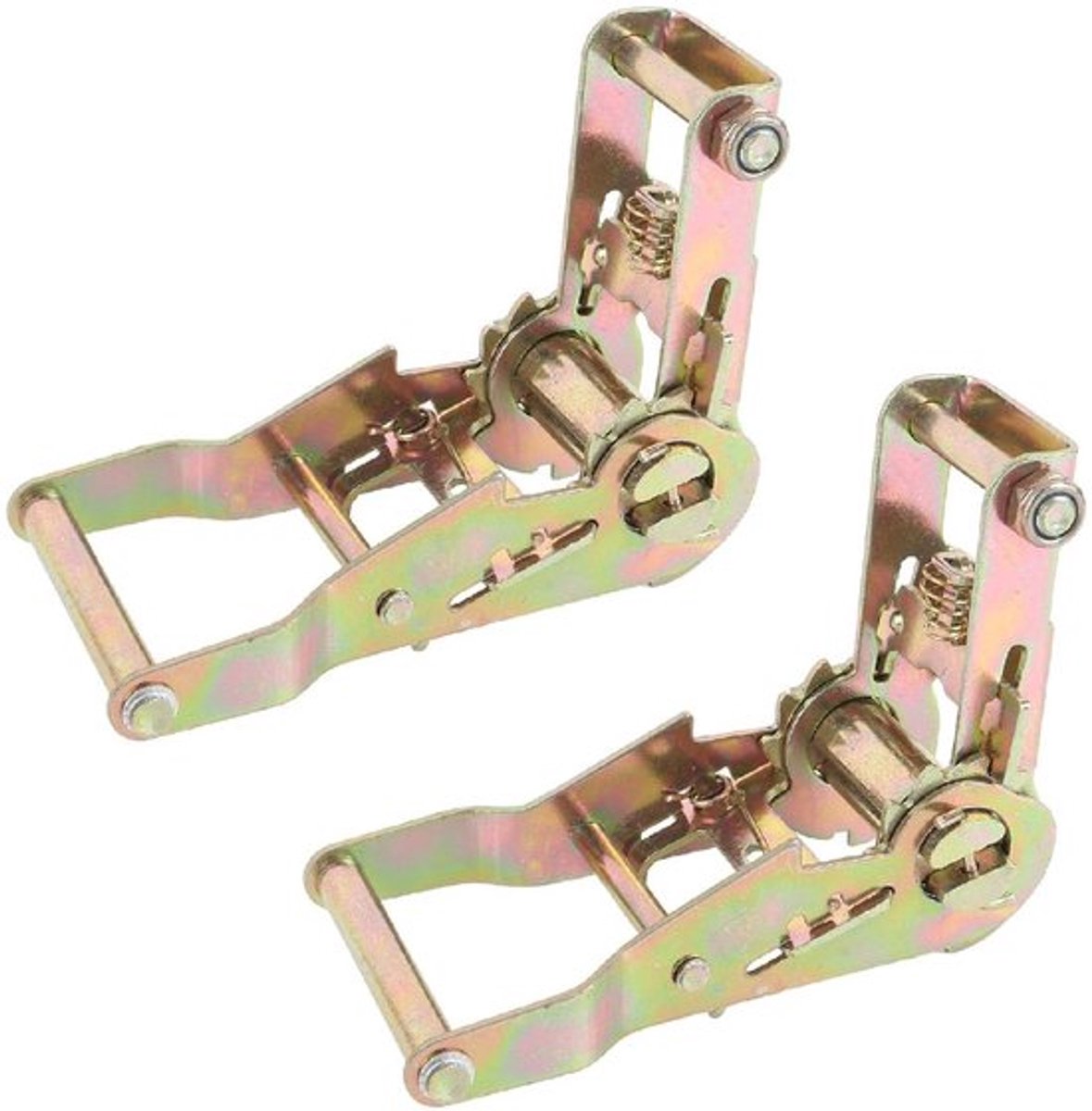 Tie Down Ratelspanner Set van 2, 1,5 Inch Koolstofstaal, 2500 Kg Draagkracht - Stevige Tie Down Straps met Ratel voor Veilig Vastzetten