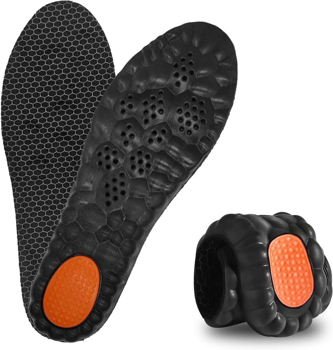 Comfort Massage Inlegzolen Foam Gewatteerd (Zwart-1 UK Mannen 6.5-7.5/Vrouwen 7-8) | 4D Arch Support inlegzolen, ademend, trimmable voor sneakers en vrijetijdsschoenen, heren en dames