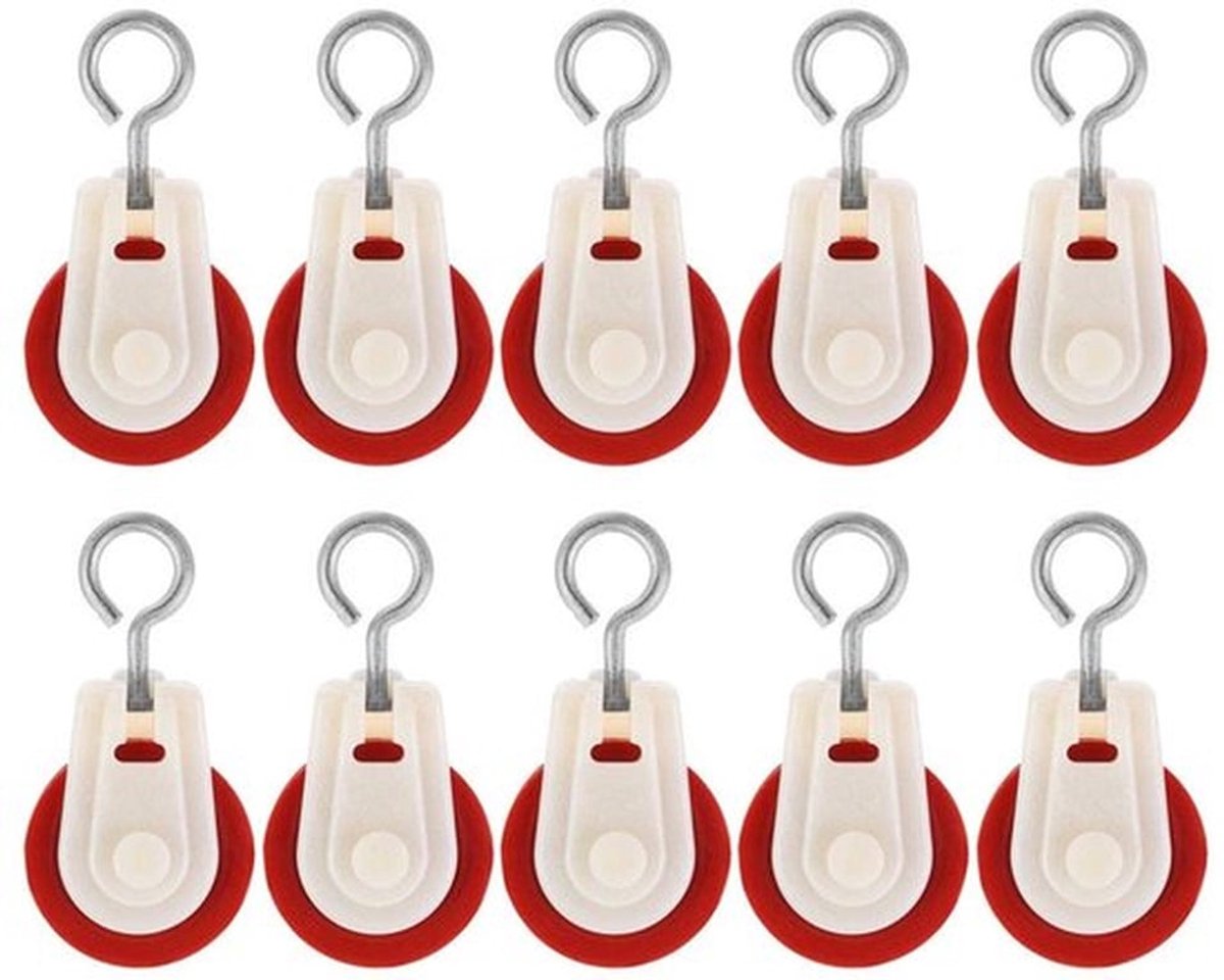 Set van 10 Mini Plastic Pulley Wielen voor Tuin, Klussen en DIY Projecten - Lichtgewicht en Duurzaam voor Thuis en School