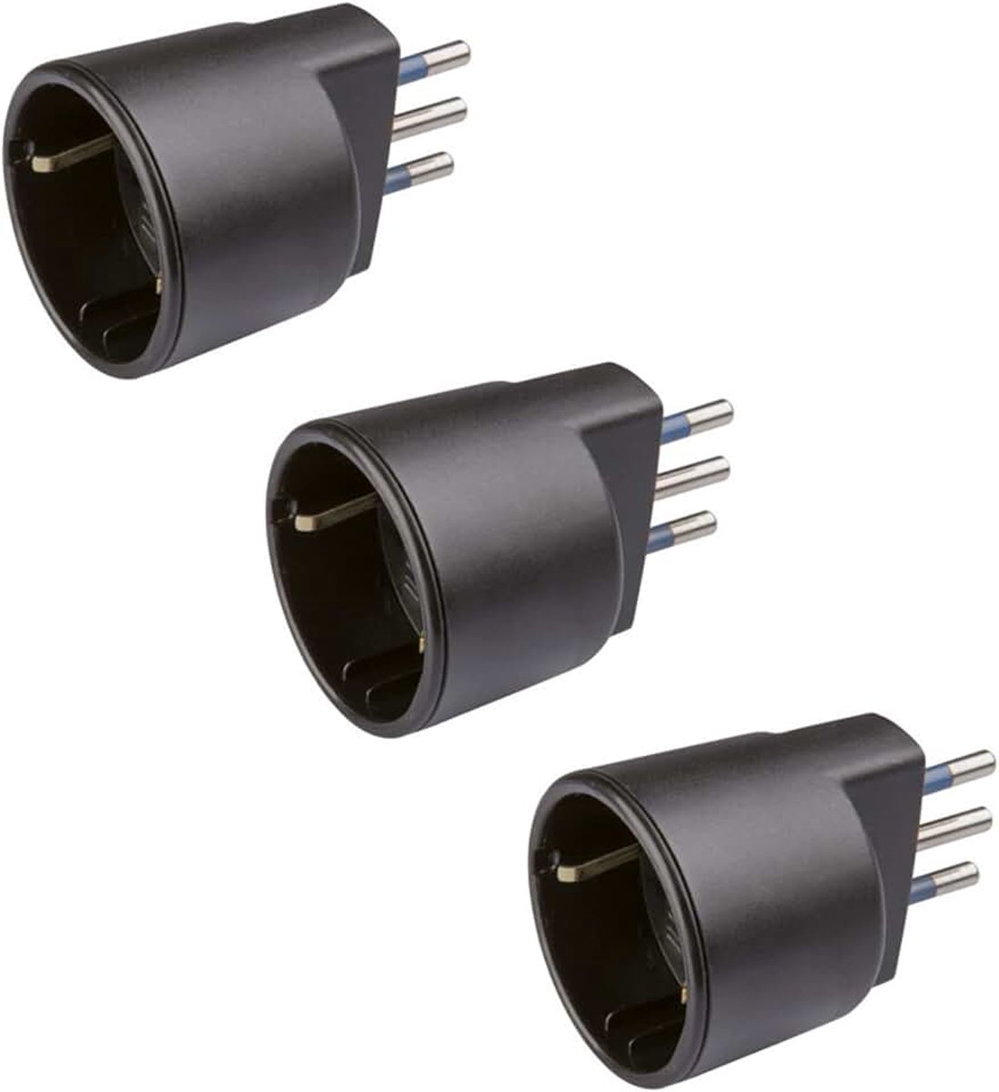 Pool POLYPOOL PP0433.13 Stekkeradapter Duits stopcontact 10 A 2P + T en stopcontact 10-16 A 2P + T (Italiaanse standaard 10A en Duits 16A met zijaarde) - 3 zwarte adapters