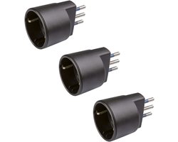 Pool POLYPOOL PP0433.13 Stekkeradapter Duits stopcontact 10 A 2P + T en stopcontact 10-16 A 2P + T (Italiaanse standaard 10A en Duits 16A met zijaarde) - 3 zwarte adapters