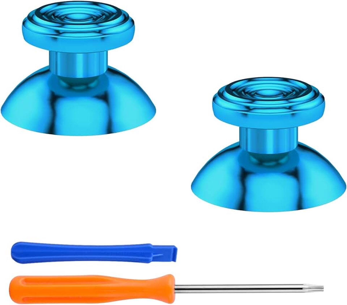 EXtremeRate Custom Blauw Metaal Duimstokken voor Xbox Series X/S Controller, Concentrische Cirkels Aluminiumlegering Analoge Stok voor Xbox One S/X, Vervangende Joystick voor Xbox One Standaard Elite Controller