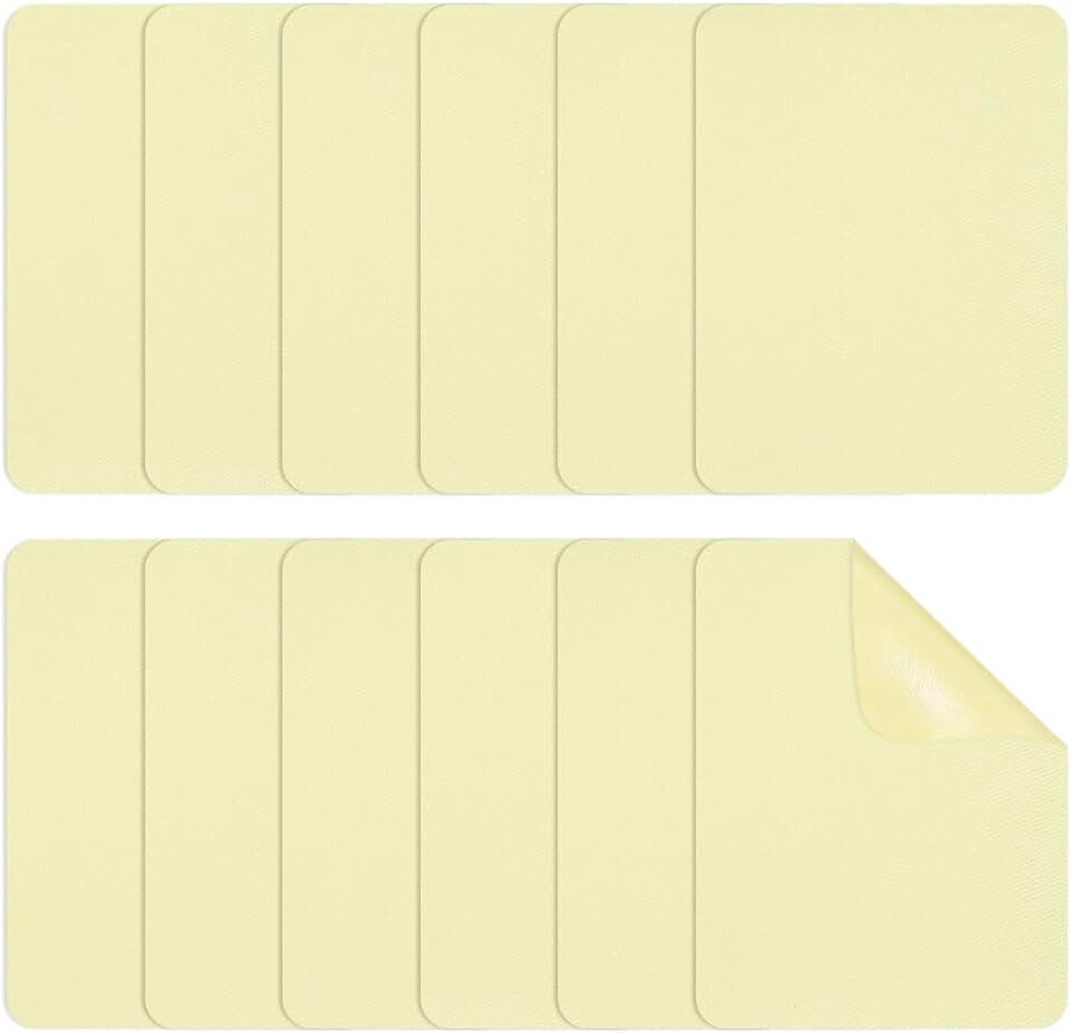 Opstrijkbare patches 95 x 125 mm, 12 stuks stoffen reparatiepleisters, katoenen opstrijkbare patch voor kledingreparatie, decoratieset, lichtgeel
