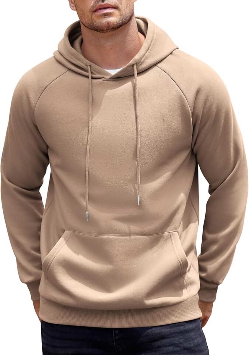 Heren Hooded Sweater Hoodie Lange Mouw Pullover Warme Sweatshirt met Kap Winter Trui Gevoerd Pullover Heren Hoody met Zak