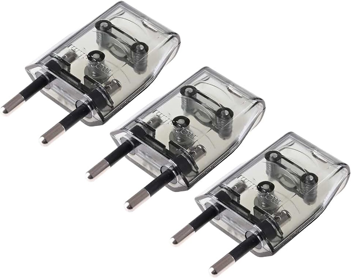 Stekker 230V 6A Schuko Eurostekker 2-Polig 3 Stuks Gerookt