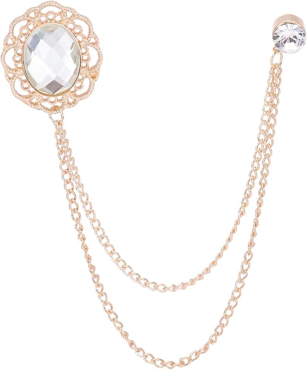 Strass ketting broche pinnen, ovale strass kwastje ketting opknoping mode kristal revers pak pinnen