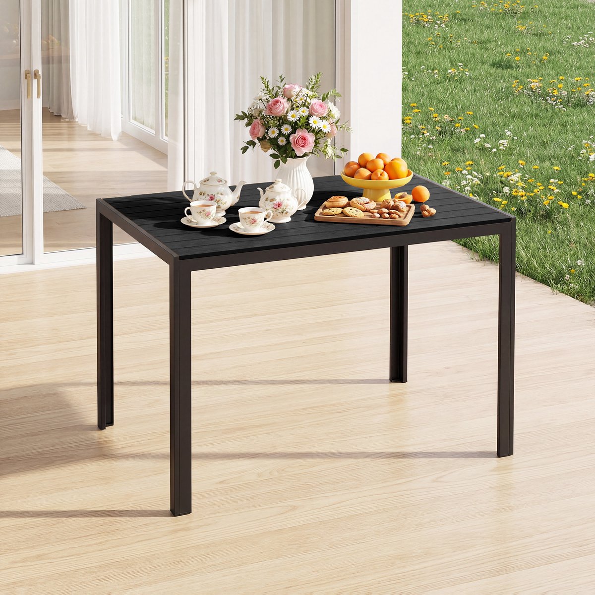 Bealife TB103 Tafel - WPC Tuintafel - 110 x 70 x 73 cm - Weerbestendig - Zwart