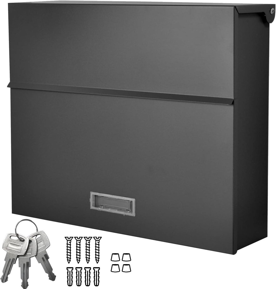Wandbrievenbus - Brievenpost houder - Post ontvangen - Zonder krantenvak - 37x31x10 cm - Zwart mat
