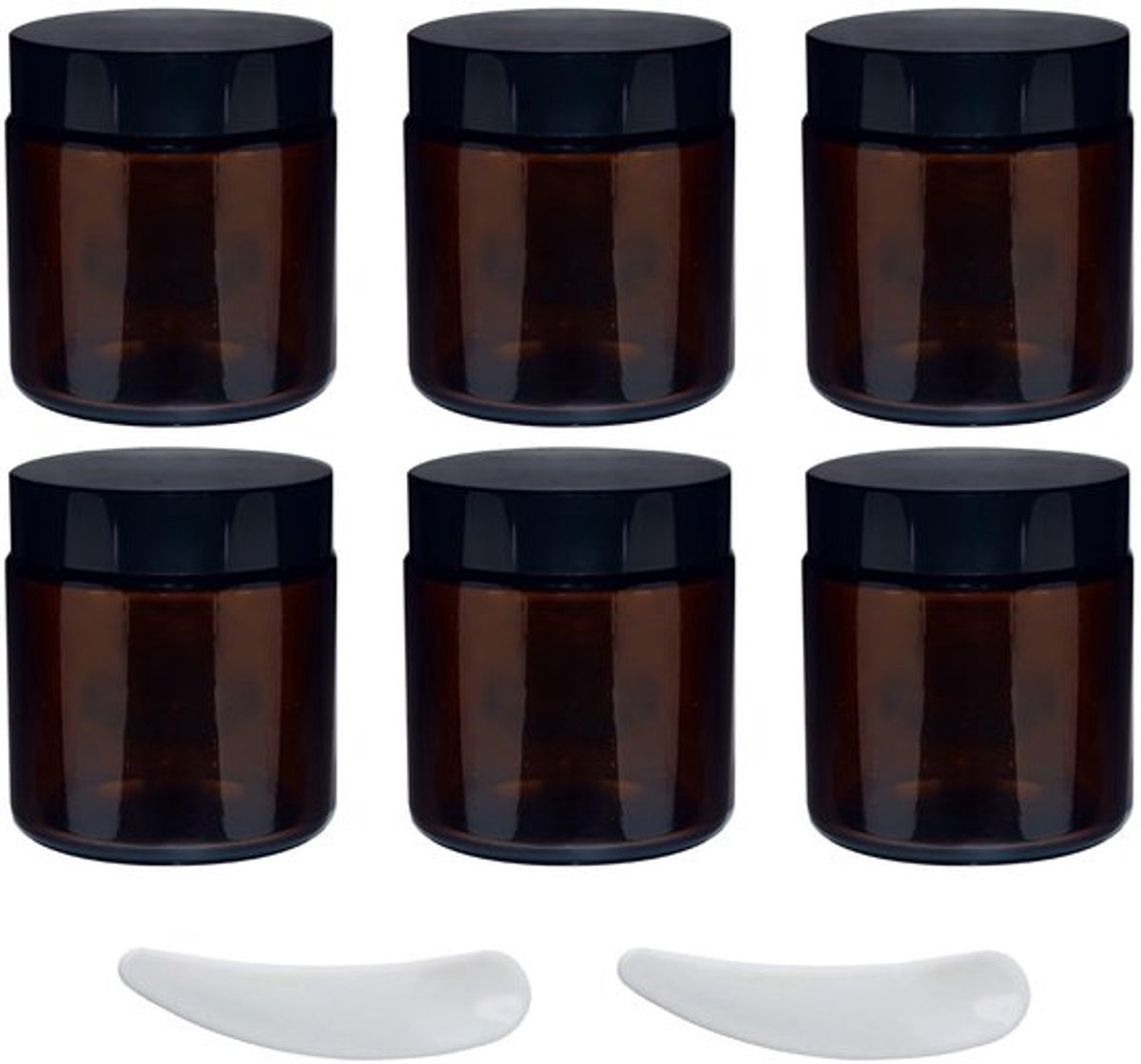 Amberkleurige glazen potjes - lege cosmetica-potjes - Duurzaam en milieuvriendelijk - 100 ml - Voor crèmes en lotions - Geschikt voor reizen en zelf maken
