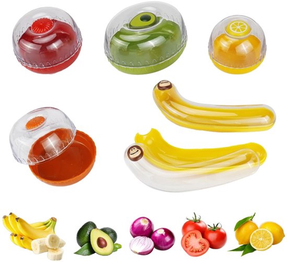 - Herbruikbare Fruit en Groente Opslagboxen - Set van 6 - Duurzaam en Functioneel - Rood Oranje Geel Groen - Ideaal voor Verswaren - Geschi..