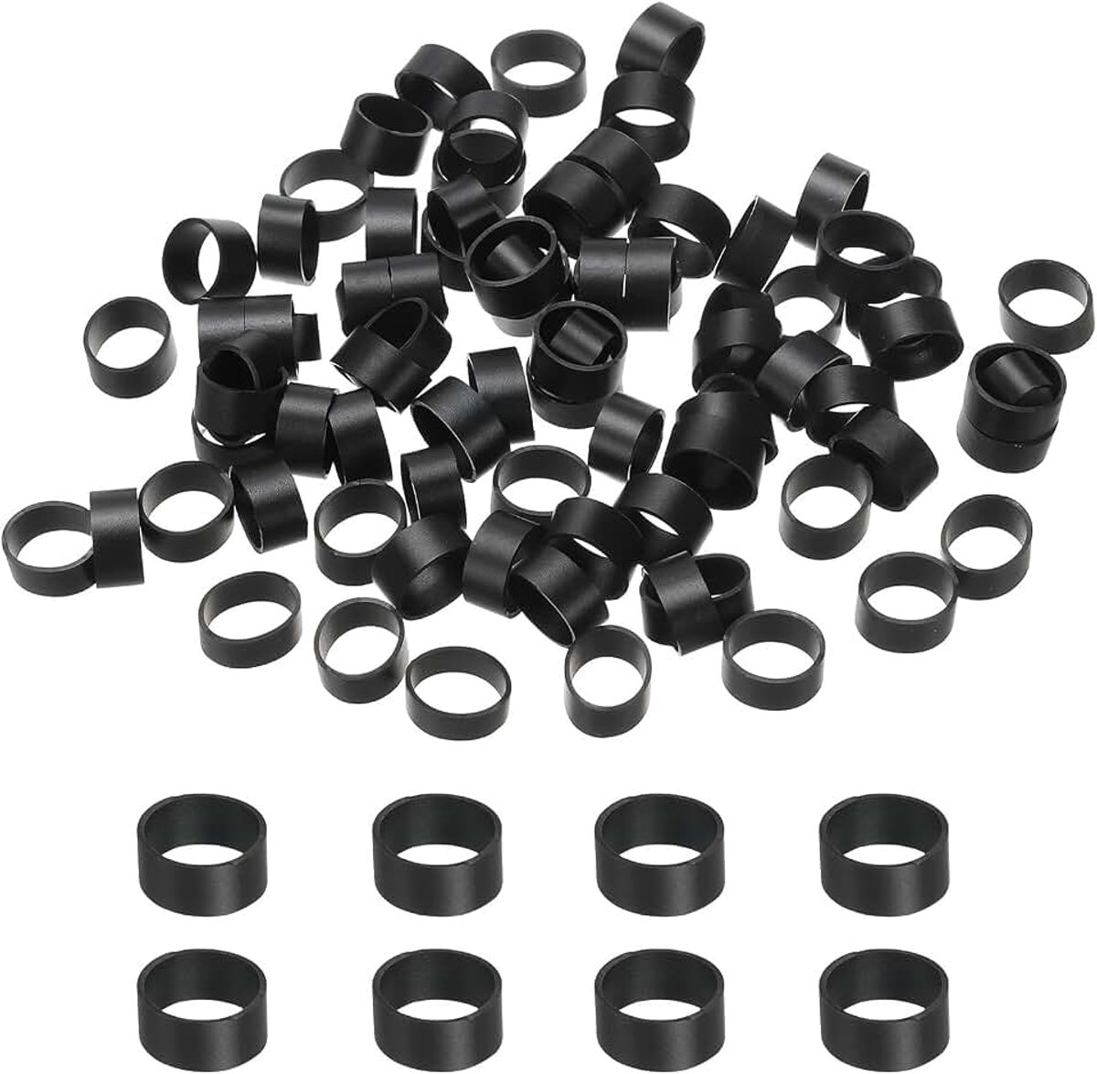 Siliconen elastiekjes kabelbinders 1,3 cm, 80 stuks platte rubberen elastische band voor kantoorbenodigdheden thuis koord verpakking, zwart
