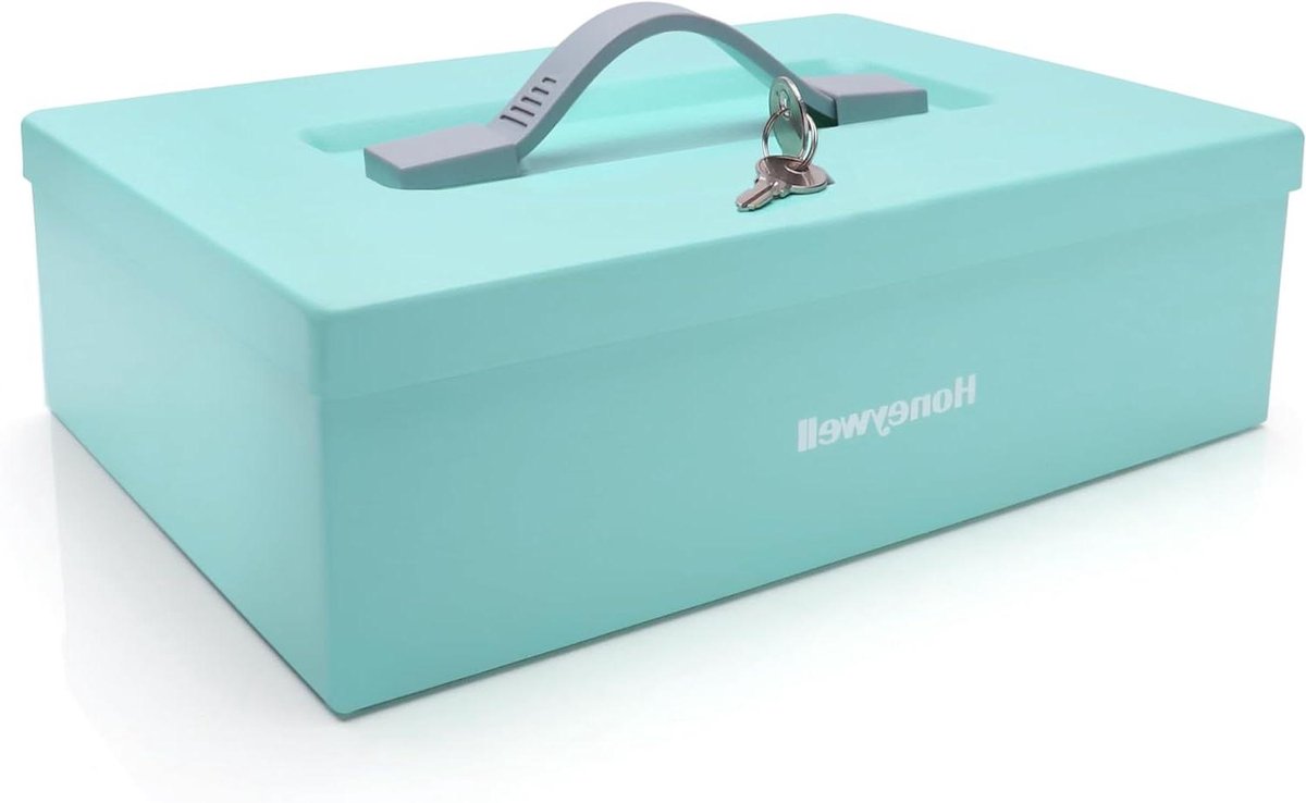 Beveiligingsbox - Stalen kluis - Waardevolle spullen - Dubbele stalen wand - 0.16 Cu Ft - Turkoois