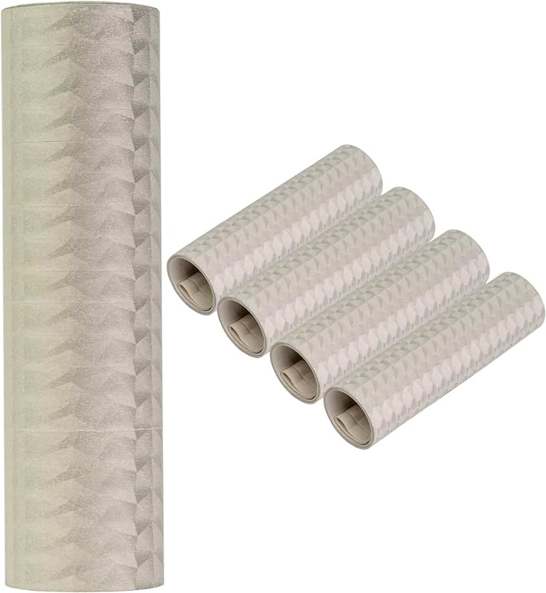 Ter decoratie, zilver design, van papier, 5 rollen à 18 afscheuren, 7 mm breedte en 3 m lengte, feestdecoratie voor verjaardag, carnaval, oudejaarsavond, slinger, papieren slang