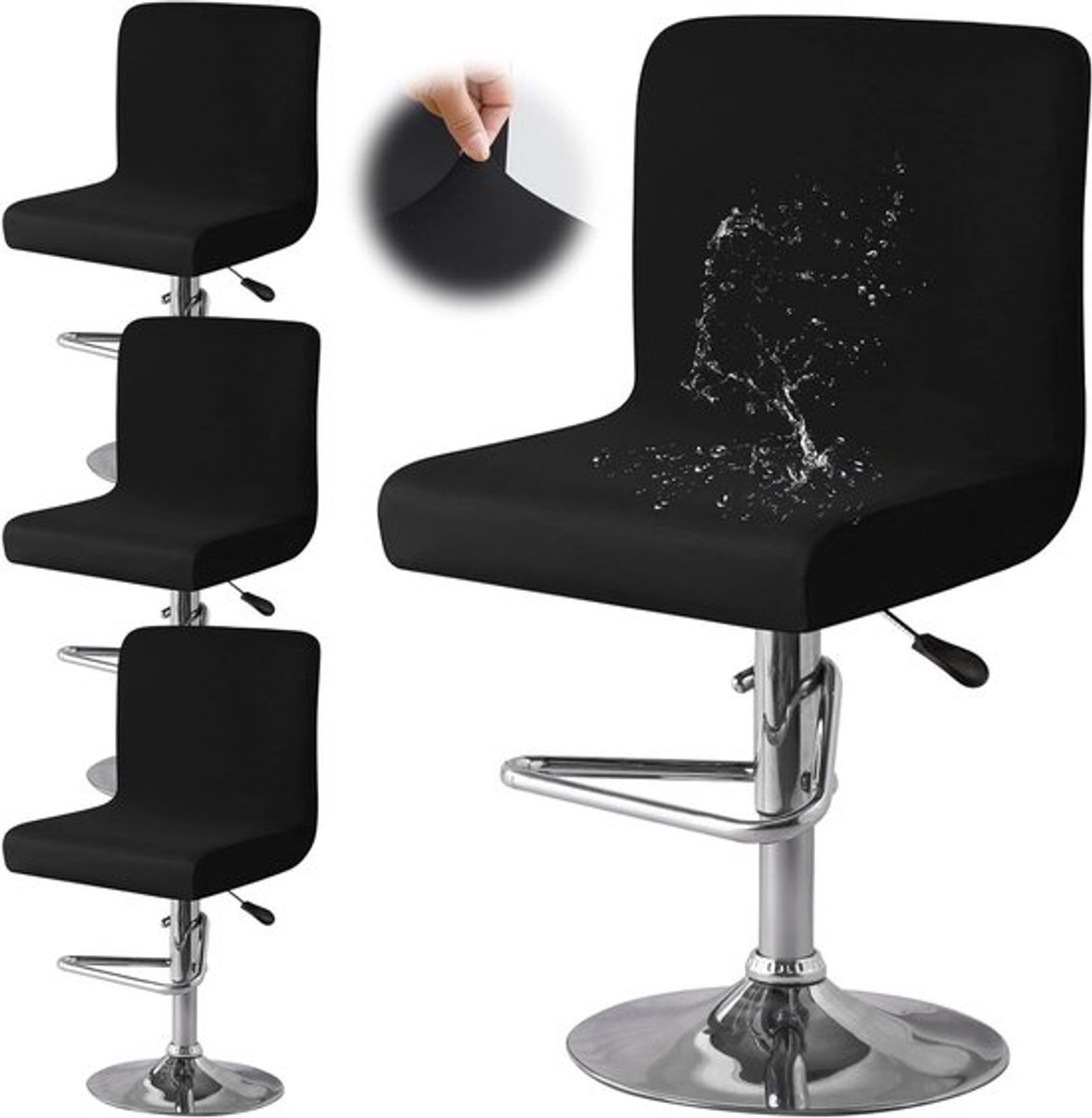 Set van 4 Elastische Stoelhoezen met Rugleuning voor Eetkamerstoelen - Ideaal voor Thuis, Hotels en Restaurants