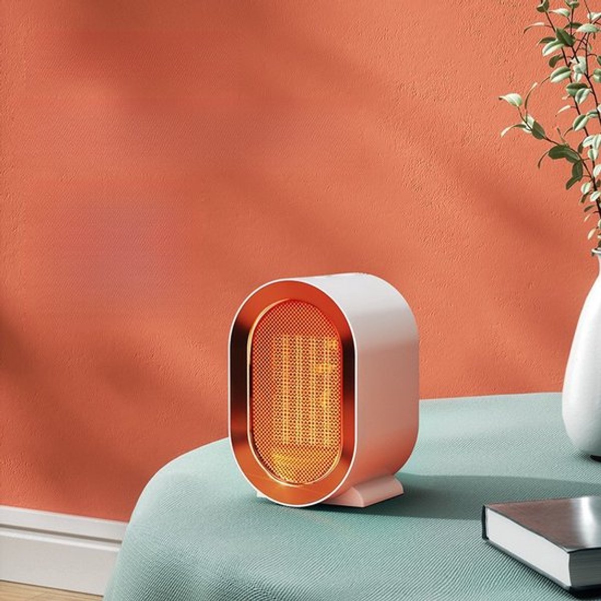 Heteluchtverwarmer, kleine huishoudelijke en kantoorbureauventilator, stille kachel, snel opwarmende energiezuinige heteluchtverwarmer, Elektrische kachel-Kamer verwarming-mini-kachel-1200 W-wit