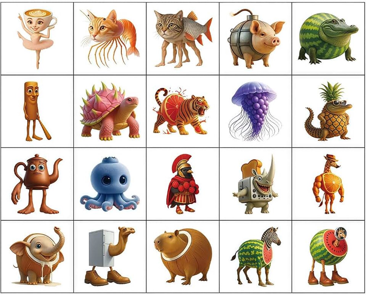 Tijdelijke Tattoos, 20 Hypoallergene Stickers, Italian Brainrot Design Lichaamsstickers voor Feesten, Evenementen & Festivals