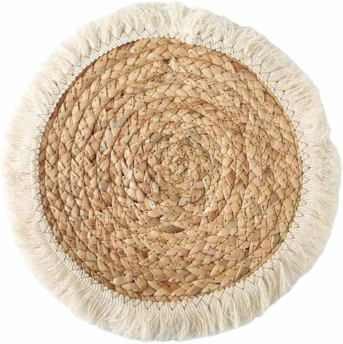 Onderzetters, handgemaakte geweven ronde placemats met kwastjes, antislip, hittebestendig, boho-katoen, placemats, onderzetters voor thuis, restaurant, kantoor, bar, primaire