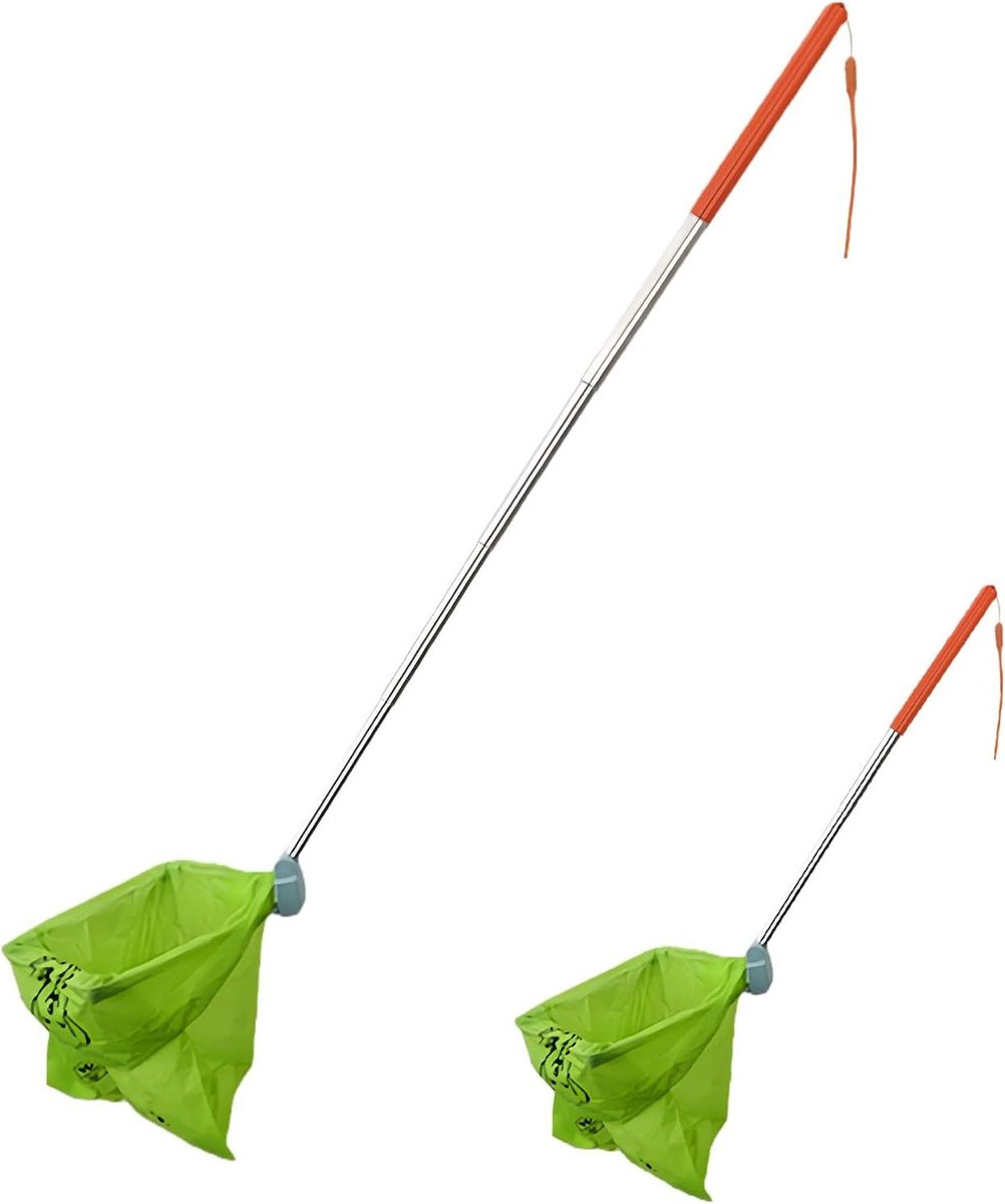 Poepverzamelaar Hond - Hondenpoepschep Afvalschep - Buiten Opruimen - Telescopisch Ontwerp - 73 cm Uitgevouwen - Zwart