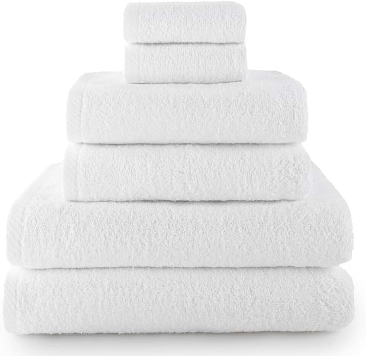Towel Plus - grote badhanddoeken - 2 gezichts- of bidhanddoeken + 2 handdoeken of wastafels + 2 douchehanddoeken - 100% katoen - wit