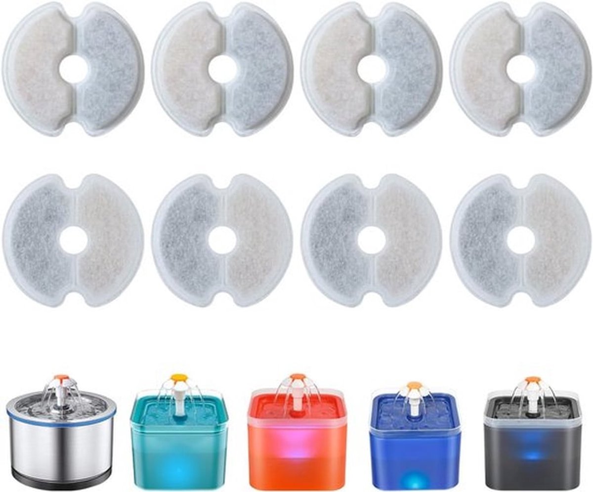 Vervangingsfilters voor kattenfonteinen - 8 stuks - Perfect voor 2 liter kattendrinkfonteinen