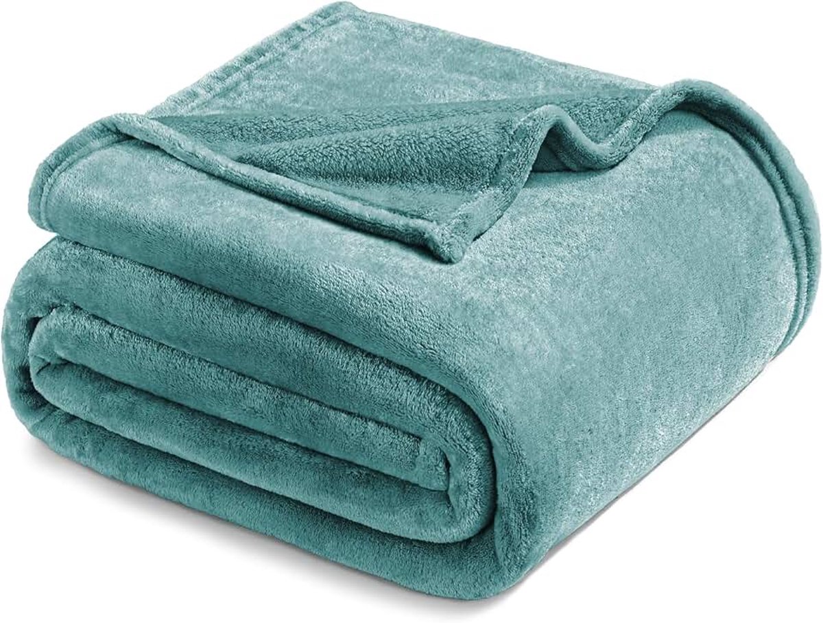 Mezcla Deken, 230 x 270 cm fleece fluwelen deken voor bankstellen, pluizige bankplaids, warm, gezellig, pluche en lichtgewicht, Grijsgroen