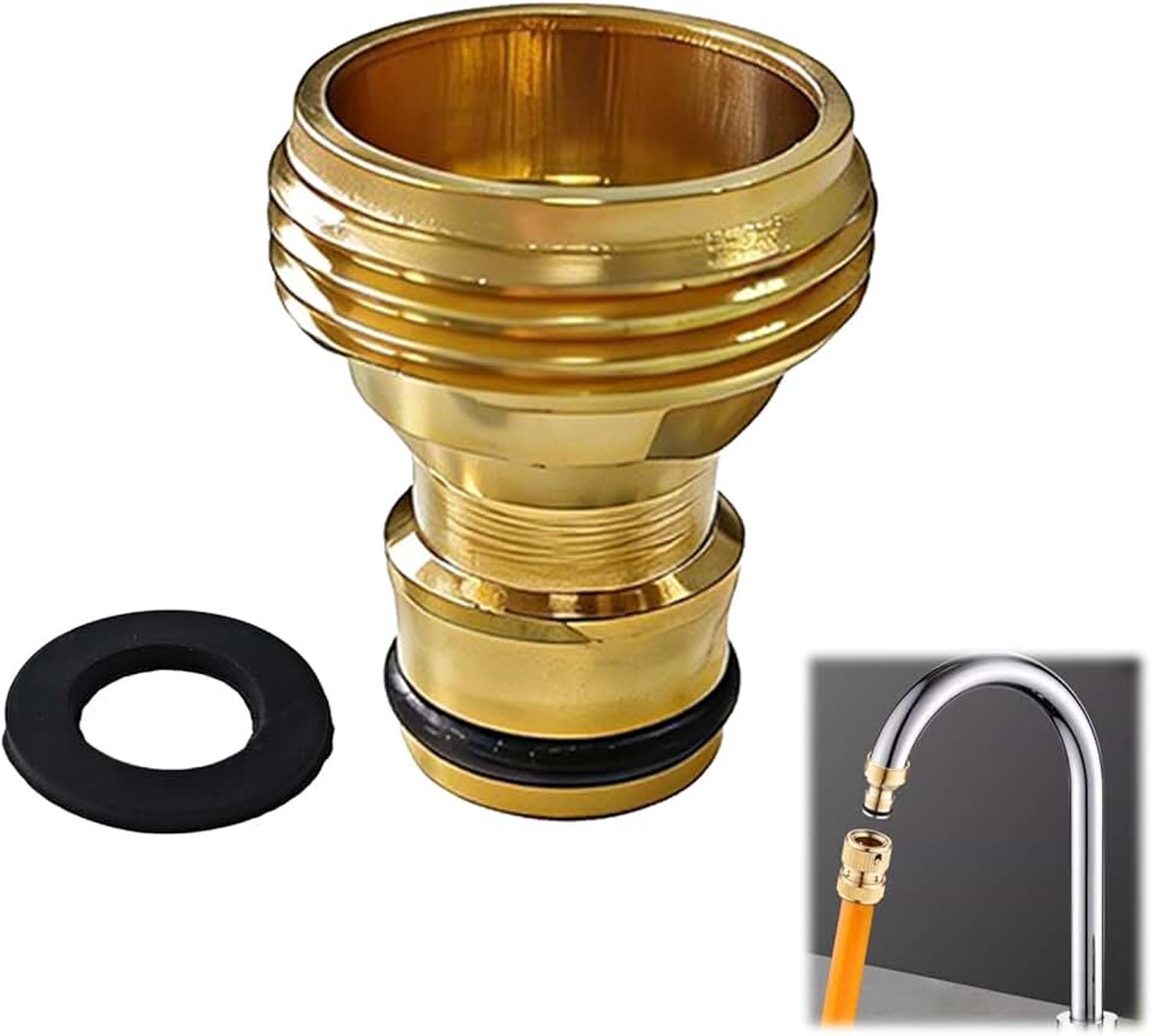 Wateradapter met 3/4 inch buitendraad en aansluiting - duurzame messing stekker voor tuinkraan (compatibel met Gardena)