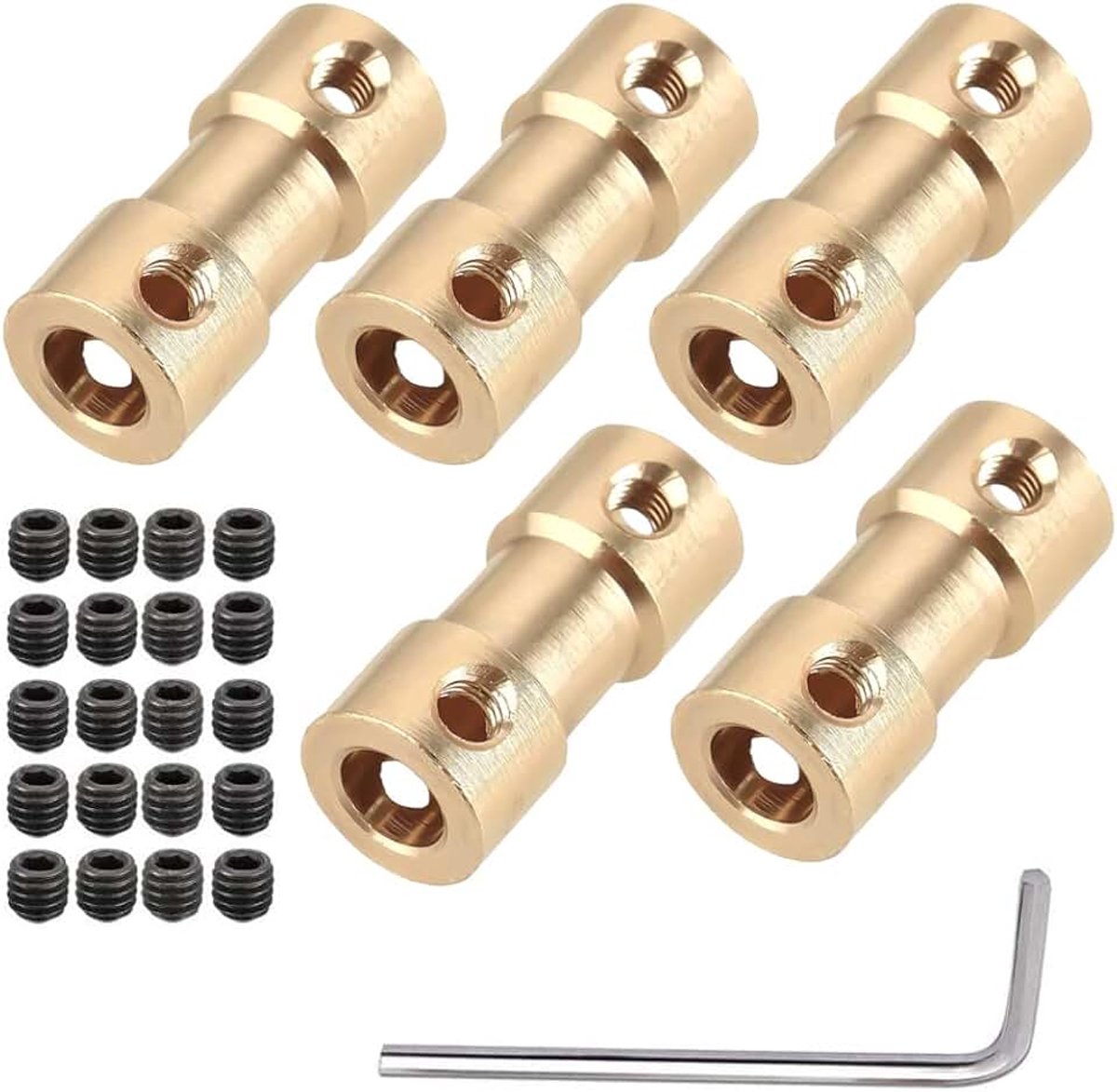 5 STKS Messing As Koppeling Connector Adapter 2Mm-4mm met Schroeven voor RC Auto Vliegtuig Boot Motor