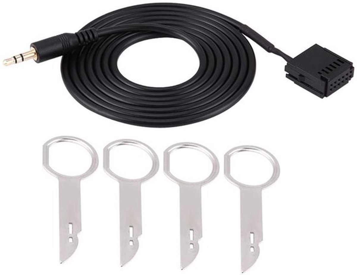 Autoradio AUX-kabeladapter - CD-verwijdergereedschap - Draagbaar en compact - Audiovisuele kabel - Ideaal voor auto-installaties