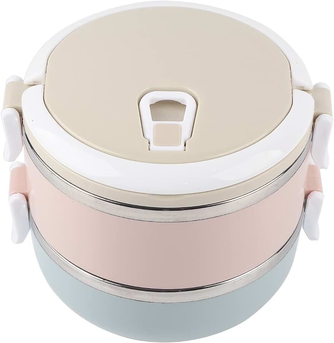 Thermische lunchbox - draagbare roestvrijstalen thermische lunchbox roestbestendige container Bento Box voedselcontainer kan opnieuw gemonteerd (1400ml)