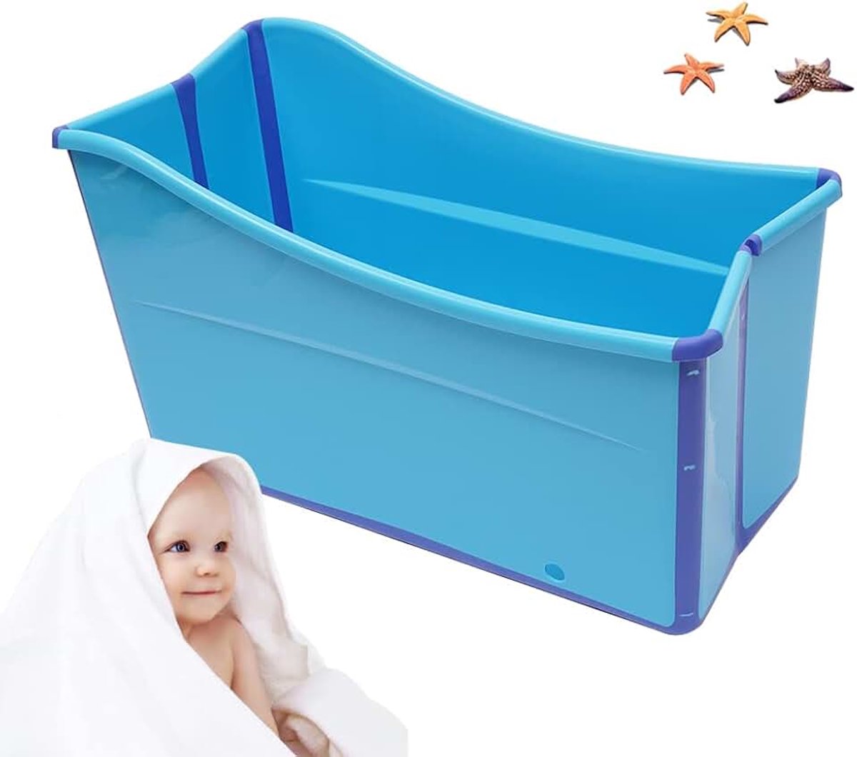 Badkuip voor volwassenen, inklapbare mobiele badkuip, lichte constructie, robuust, eenvoudig op te bergen, grote familiebadkuip voor SPA-douche, blauw
